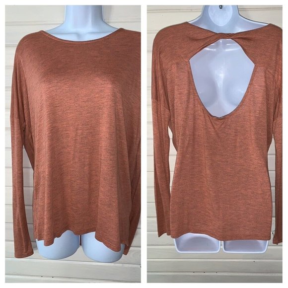 NWT Soprano Womens Sz MEDIUM Heathered Rusty Orange Scoop Neck Pullover USA MADE - Picture 1 of 10